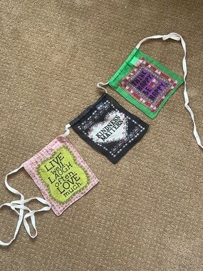 NATURAL LIFE Green, Pink, Black Inspirational Flag Garland Banner Bunting
